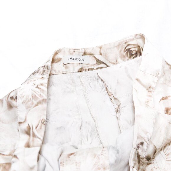 Emma Cook Silk Rose Monochrome Ivory Light Grey Beige Size 2 - Picture 8 of 10